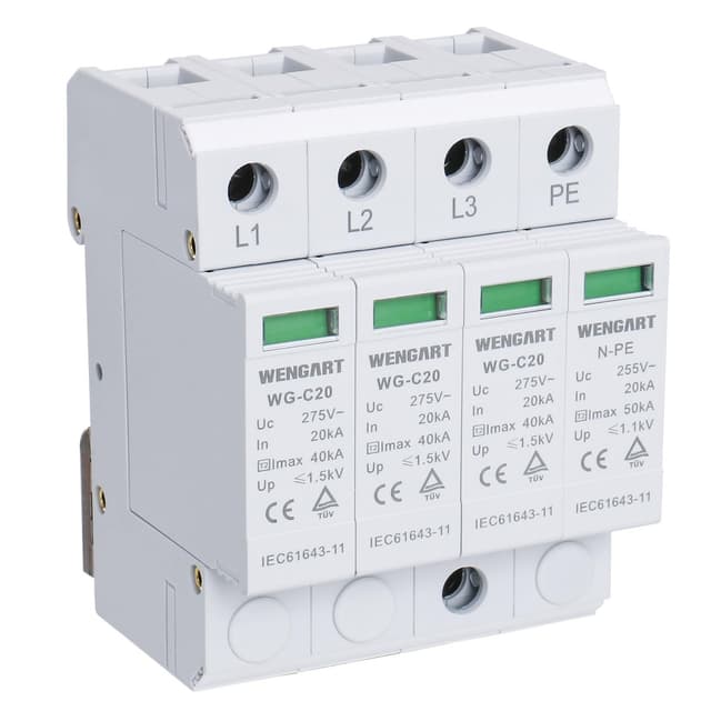 Wengart Überspannungsschutzgerät WG-C20,T2-Schutz,20-40KA AC275V 3+NPE, SPD Hausableiter DIN-Schienenmontage ⚡🏡