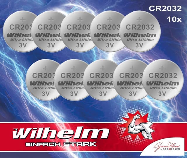 🔋 Super Deal! 10 x Knopfzelle CR2032 Wilhelm Batterie Lithium 3V CR 2032 Industrieware CR2032 10 🔋