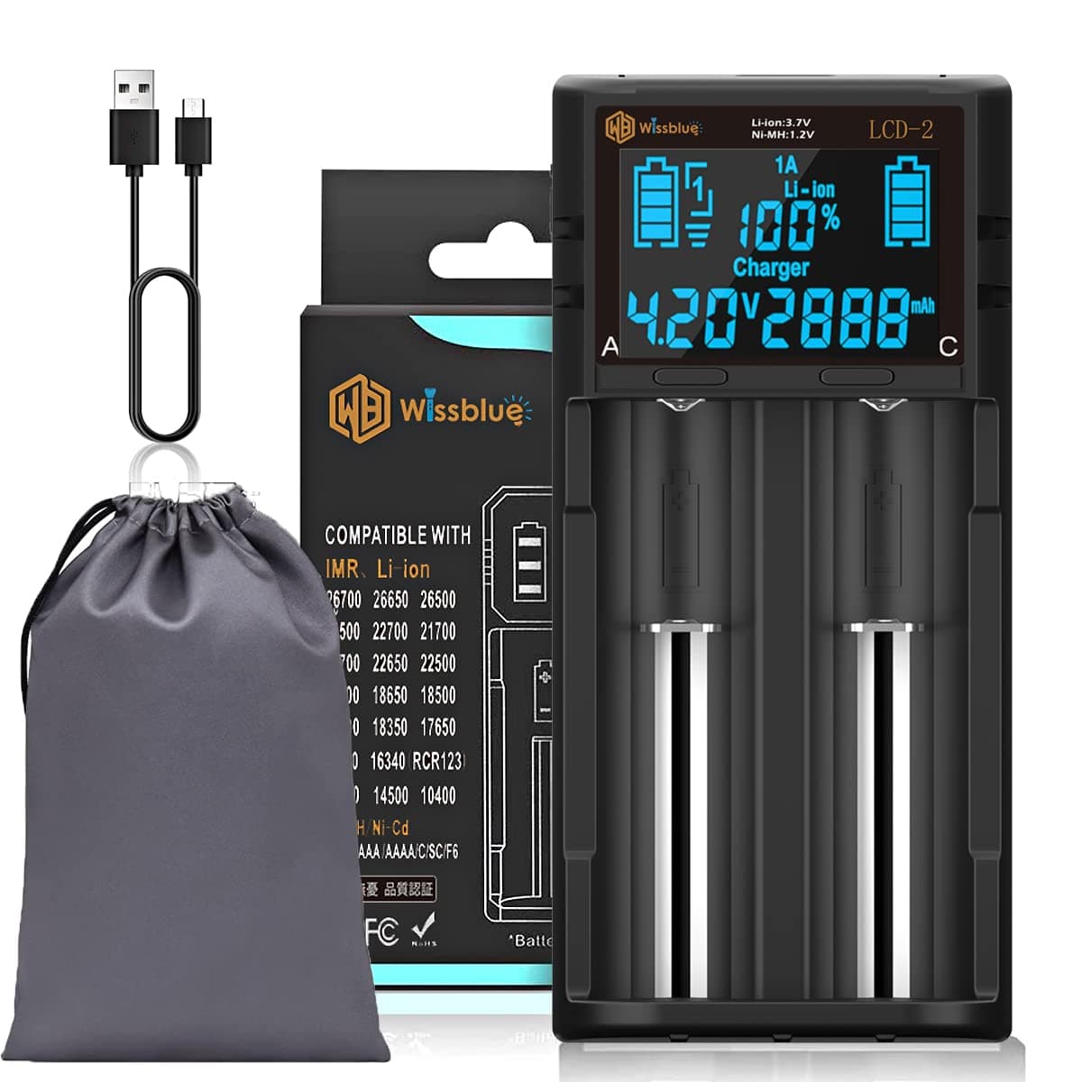 LCD-2 AA 18650 Akkuladegerät 3,7 V 1,2 V 📱🔋
