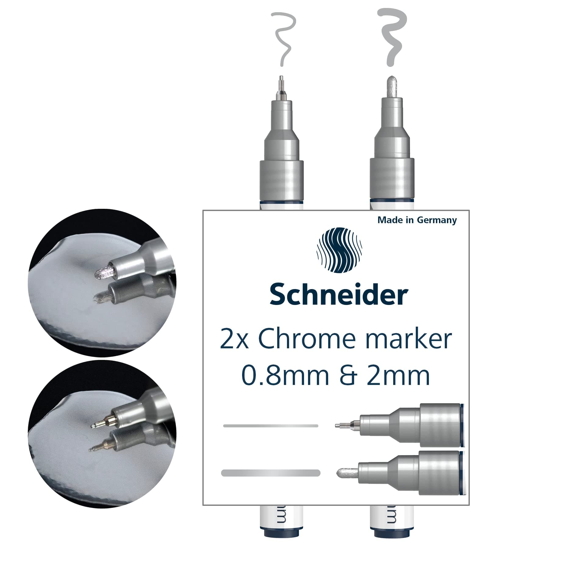 Schneider 060+061 Chrommarker Set 🖊️✨ 2 Stück chrom 2er Set