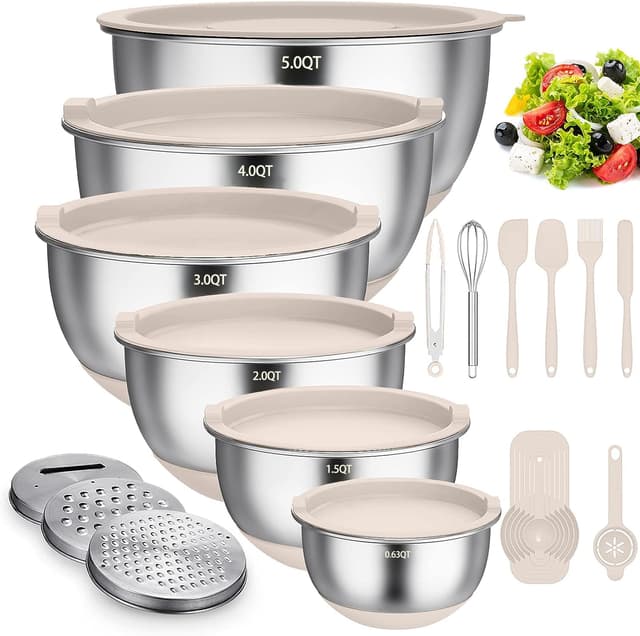 Terlulu Rührschüssel 6er Set - Edelstahl Schüssel Salatschüssel Set 🥗