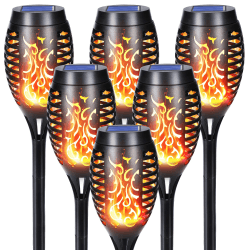 Qedertek 6 Stück Solarlampen für Außen 🌞🌿 - Mit Flammeneffekt und IP65 Wasserdicht Angebot bei HelloDeals