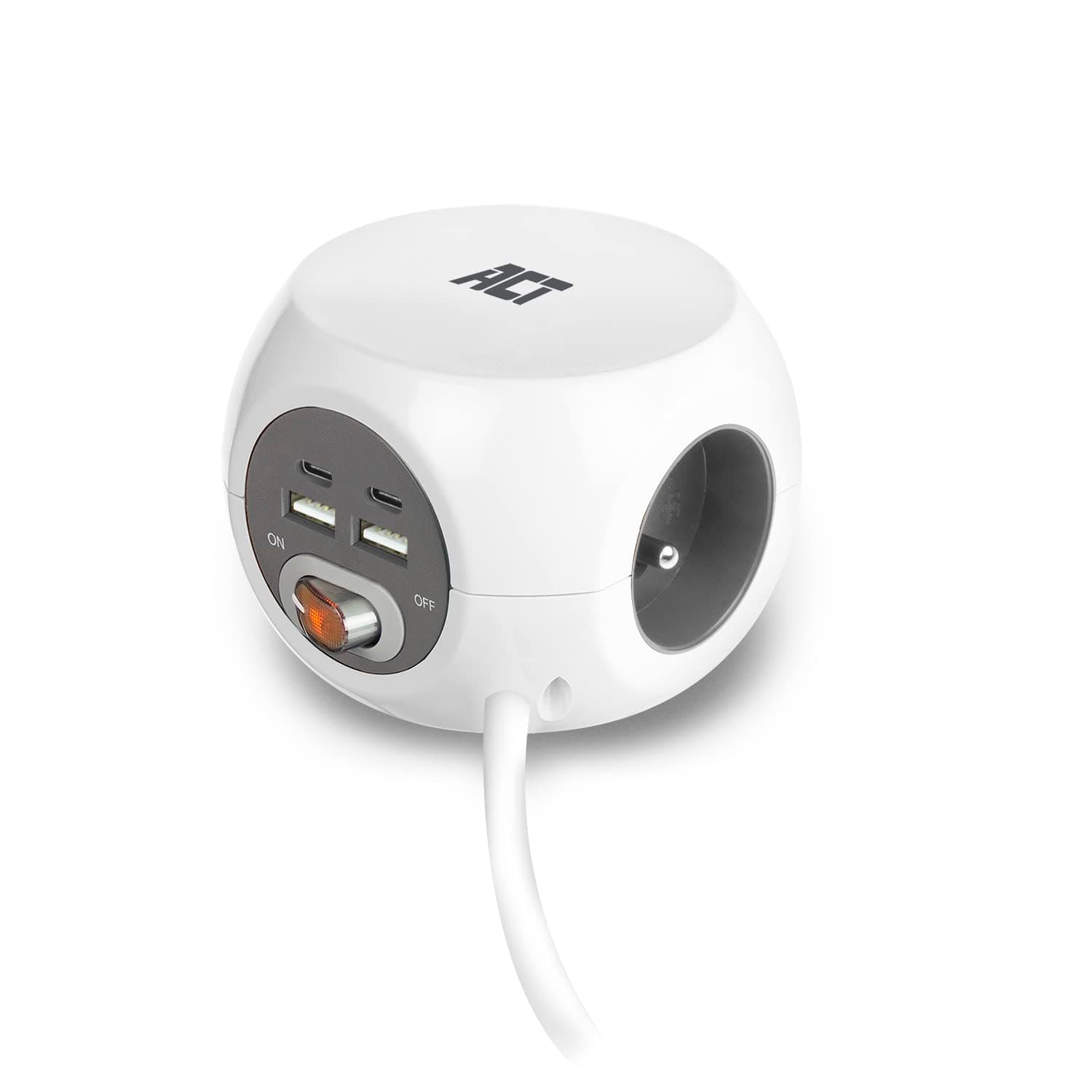 🔌🔋 ACT Steckdosenwürfel mit USB (Belgien) - Powercube 2 USB-C und 2 USB-A Stecker (3.4A)