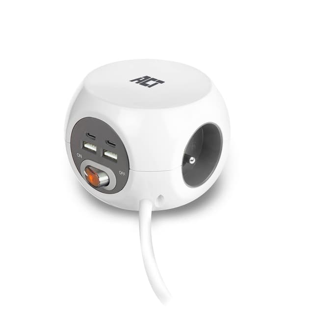 🔌🔋 ACT Steckdosenwürfel mit USB (Belgien) - Powercube 2 USB-C und 2 USB-A Stecker (3.4A)