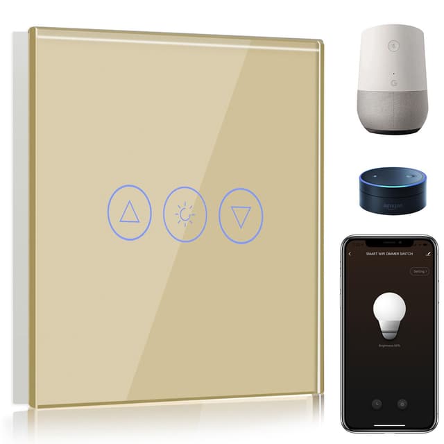 BSEED Smart Dimmer Lichtschalter 1-Fach 1-Weg Wifi LED Dimmer Gold 🌟