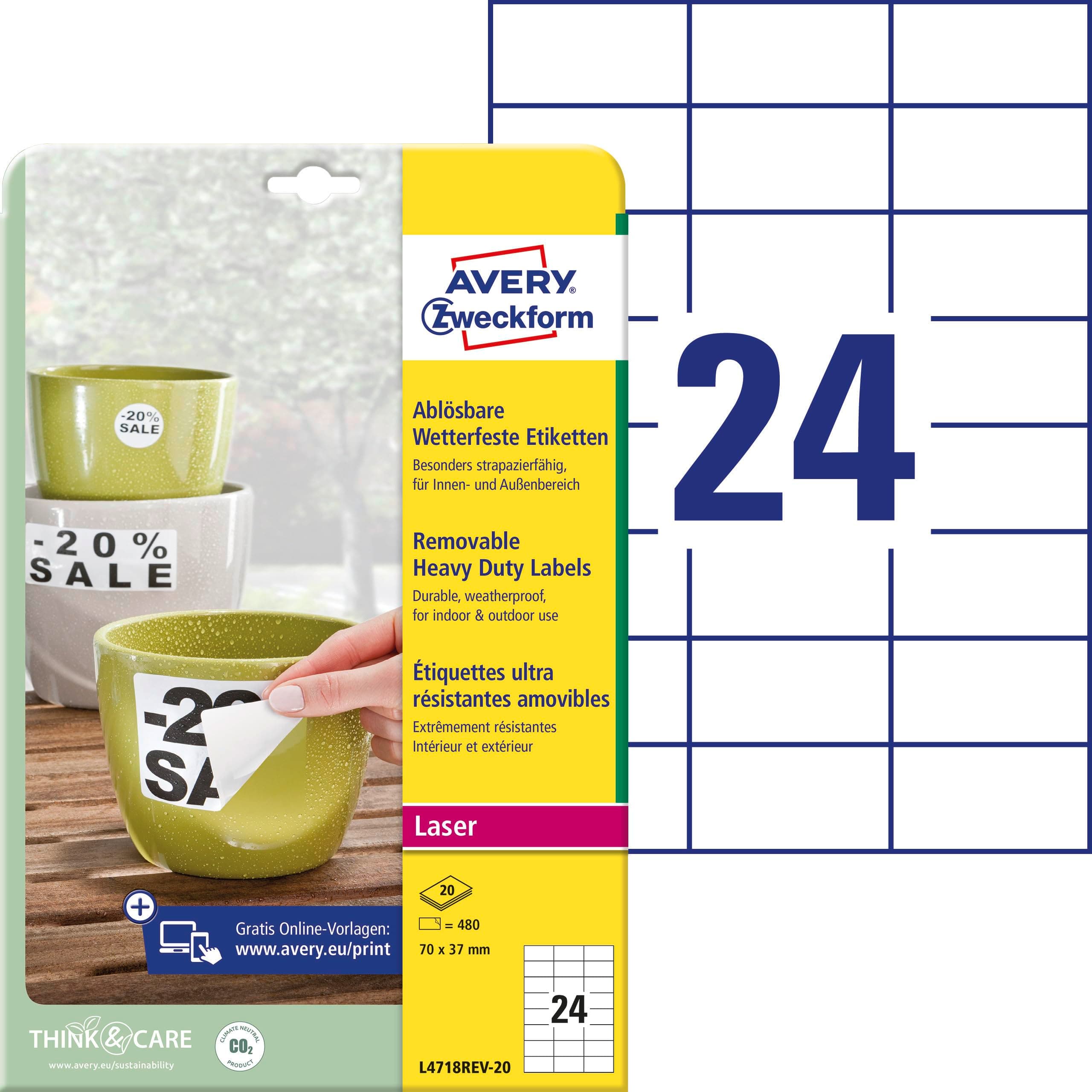 🏷️ AVERY Zweckform L4718REV-20 Wetterfeste Folienetiketten 20 Blatt 🏷️