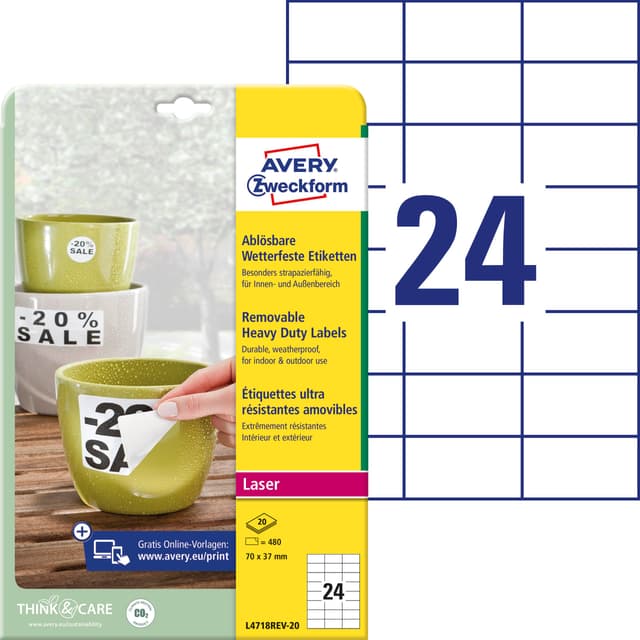 🏷️ AVERY Zweckform L4718REV-20 Wetterfeste Folienetiketten 20 Blatt 🏷️