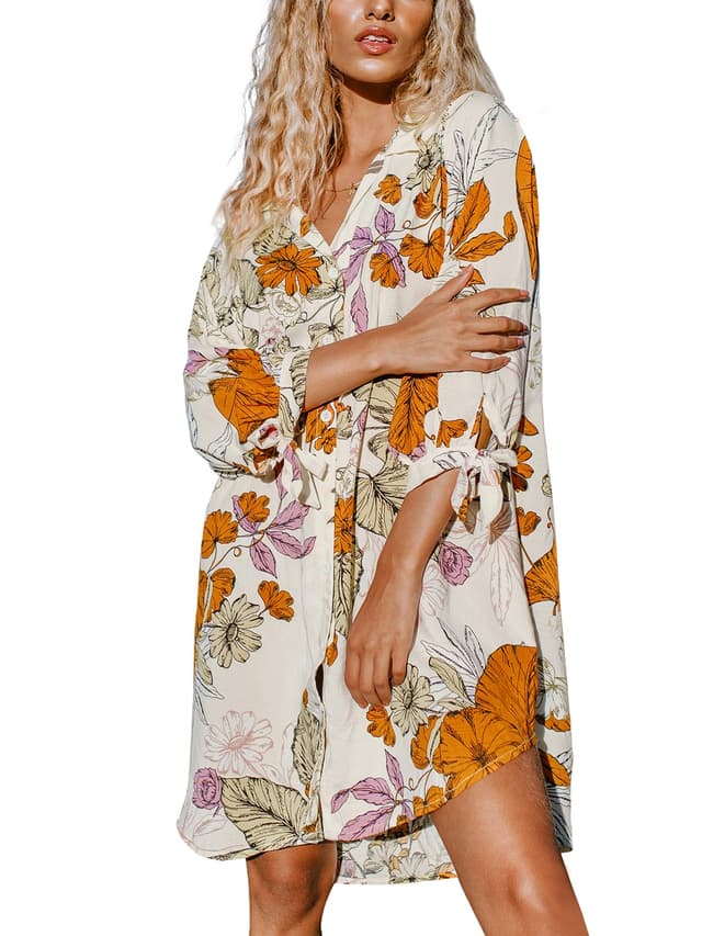 CUPSHE Damen Blusenkleid 🌸 Lockeres Sommerkleid 🌺 Bikini Cover Up