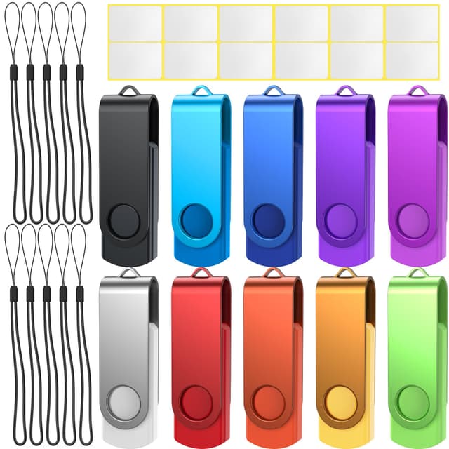 🔥 Uflatek USB Sticks 4GB USB 2.0 Speicherstick 10 Stück Mehrfarbig Memory Stick 🔥