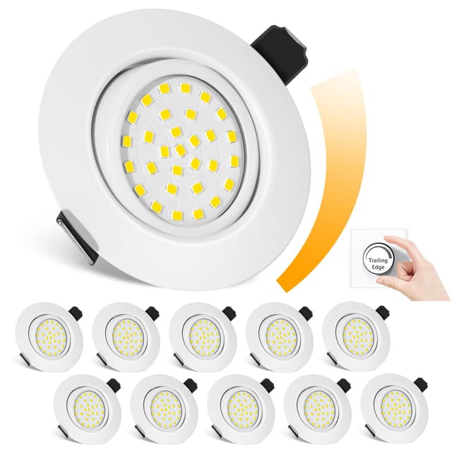 Lichtlord LED Einbaustrahler 230V Dimmbare,Extraflach-25mm Schwenkbarer Spot,Einbauleuchte 4500K Neutralweiß 5W 600LM Equi. 70W Halogenlampe IP44 Deckeneinbauleuchte 10er Pack Weiß 4500K 🌟