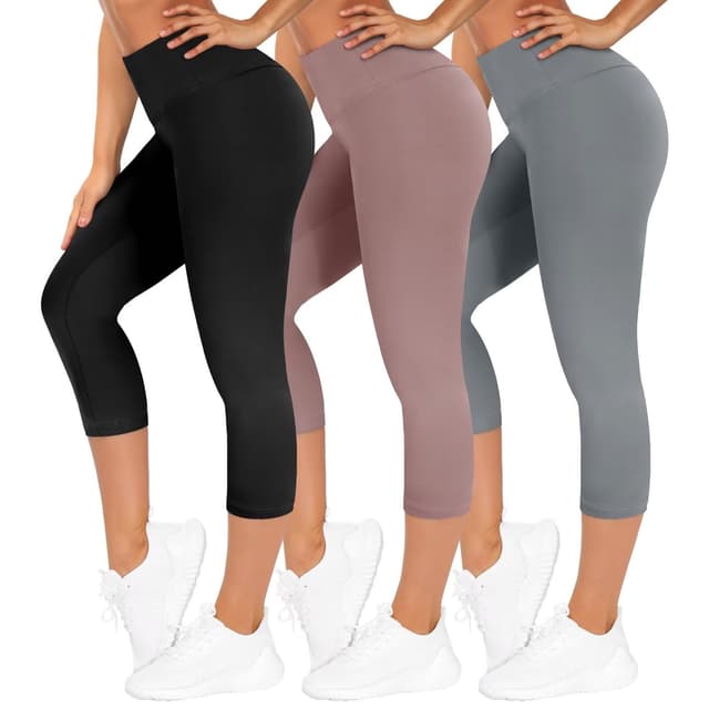 TNNZEET 3er Pack Capri Leggings Damen 3/4 für Sport, 7/8 Leggins High Waist Hose Sporthose