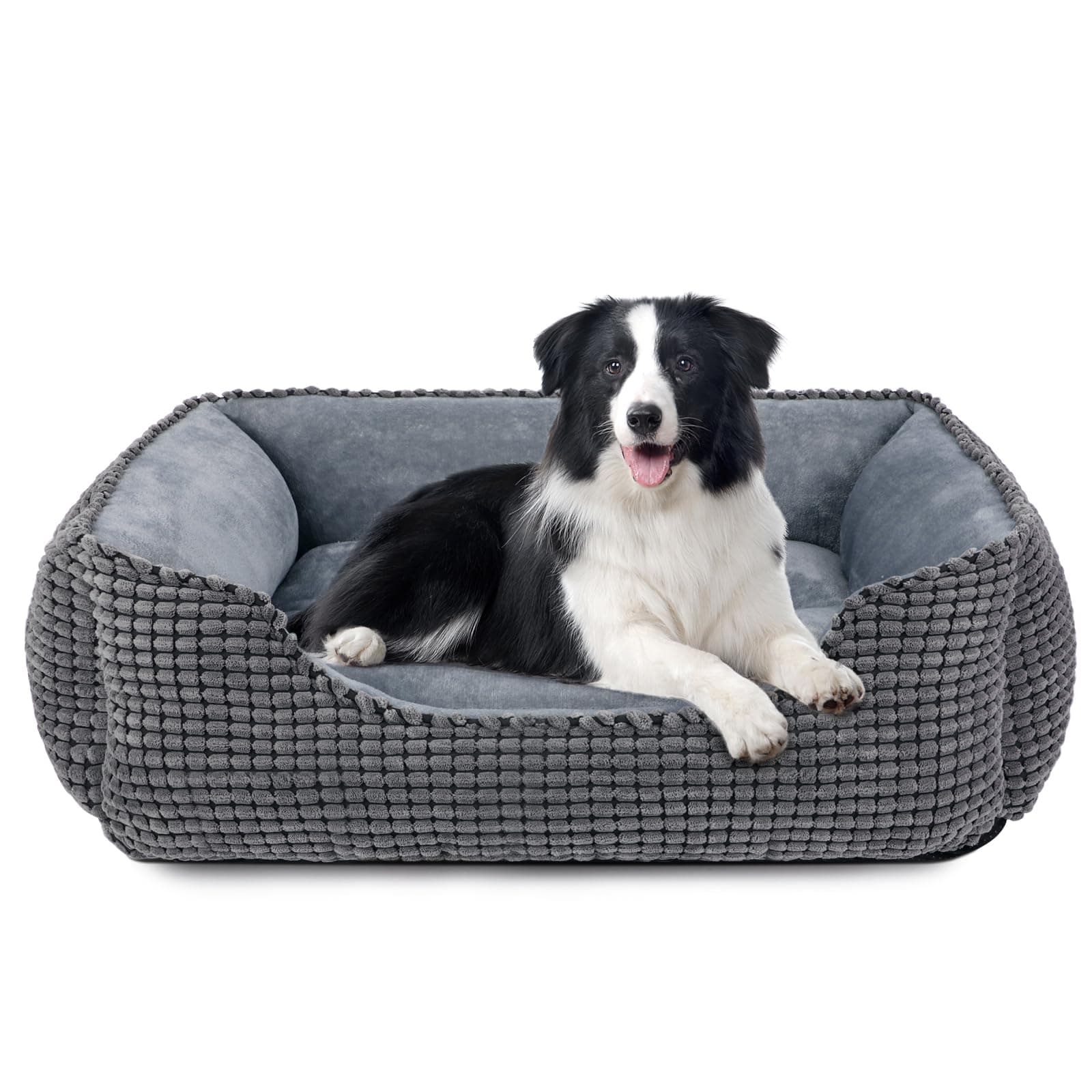JOEJOY Hundebett Mittelgroße Hunde, Hundekorb Waschbar Flauschig, Plüsch rutschfeste Hundebetten, 76x61x23cm Grau 🐶