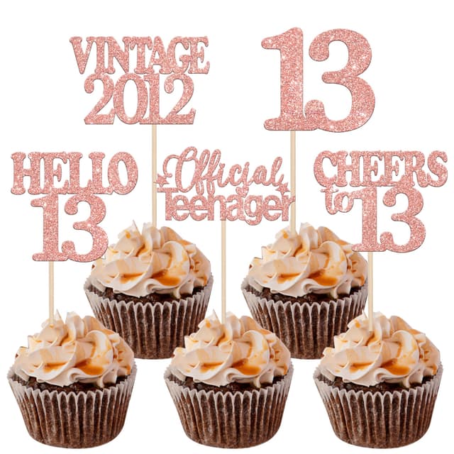 30 Stück 13. Geburtstag Tortendeko Vintage 2012 Cupcake Toppers 🎉