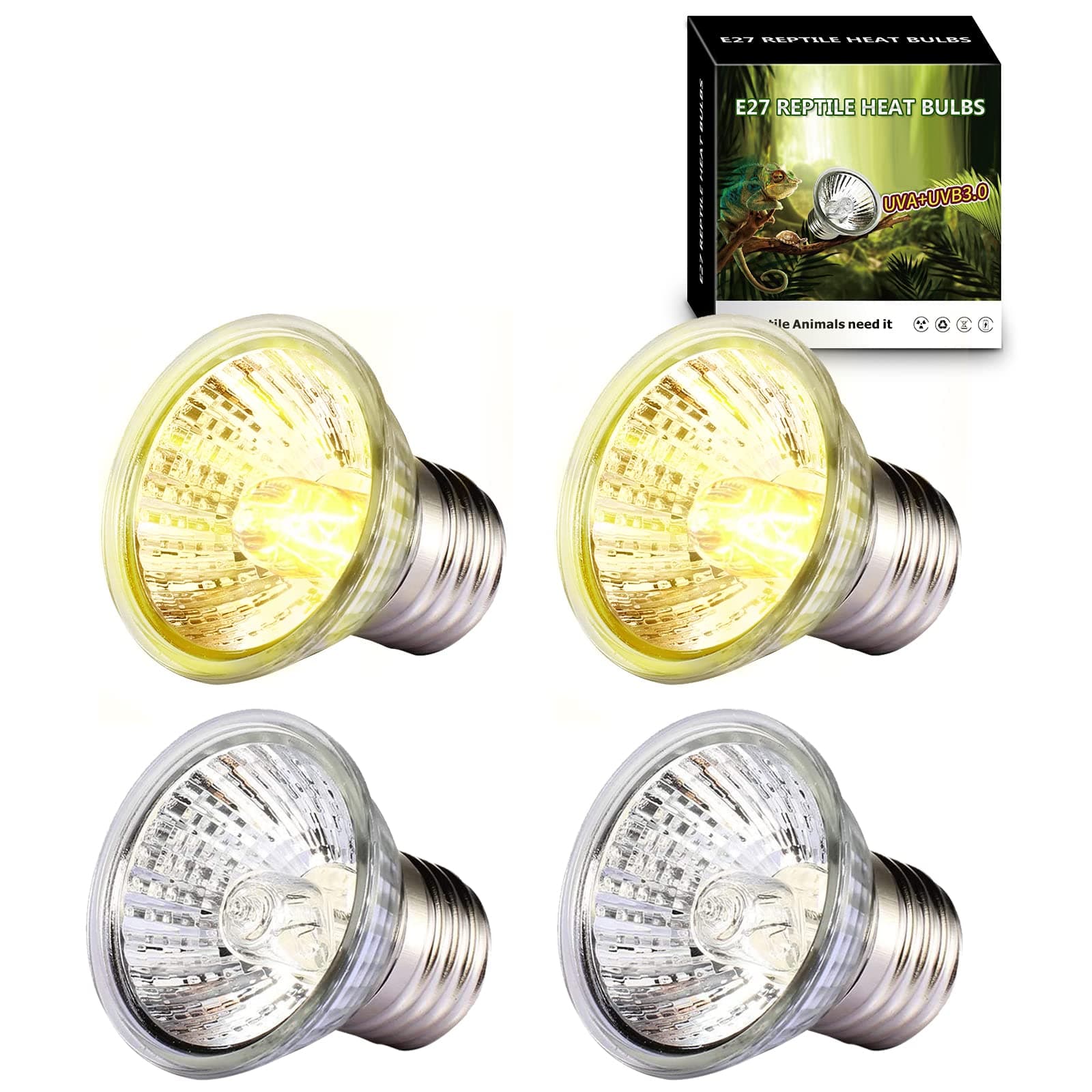 PewinGo 4 * 50W UVA UVB Glühbirne für Wärmelampe Schildkröten