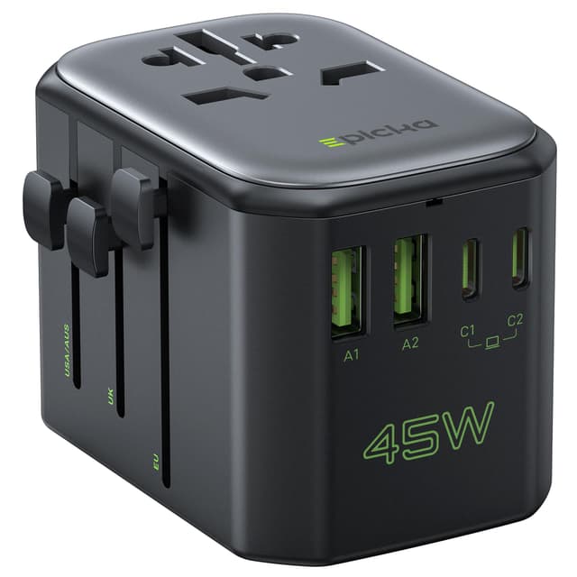 EPICKA Reiseadapter Weltweit, 45W PD Fast Charge Universal Reisestecker Adapter 🌍🔌