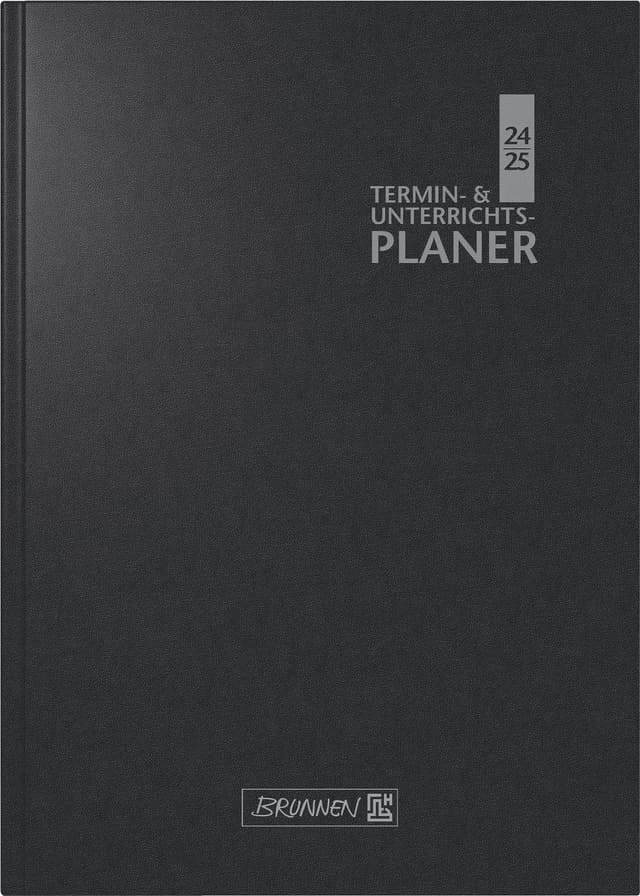 📅 BRUNNEN Termin- & Unterrichtsplaner 2024/2025 | A5, Kunststoff, schwarz Fadenheftung 📘📝
