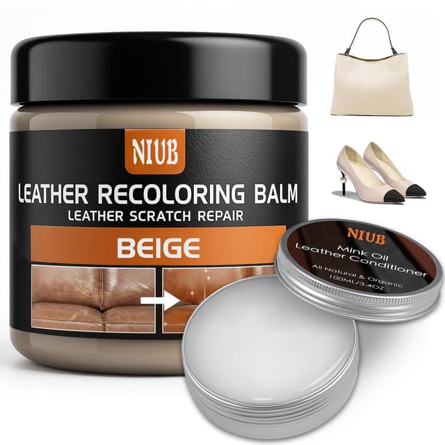 NIUB Lederrückfärbungsbalsam 🛋️ Lederfarbe Restaurator Kratzer Reparatur 🌟 Möbel Lederfärbung und Lederpflegeöl - Beige