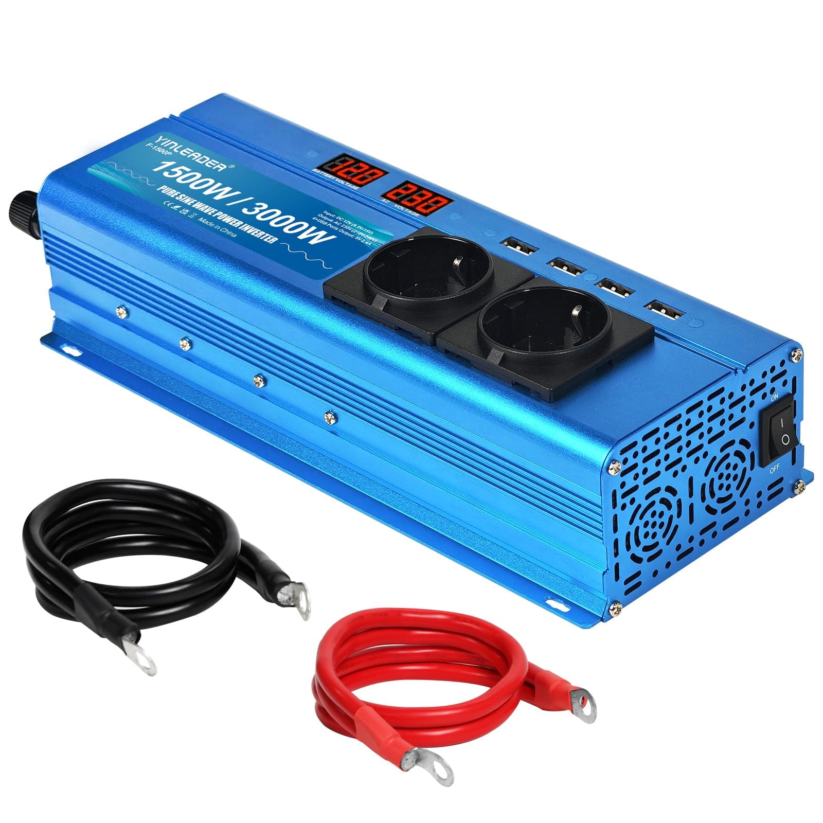 🔋🔌 Wechselrichter 12V 230V Reiner Sinus 1500W /3000W Spannungswandler 🌟