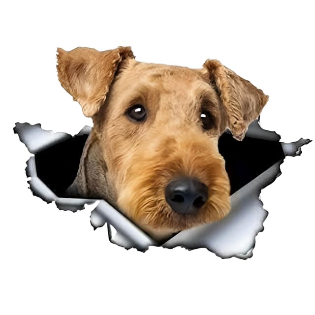 Autoaufkleber Airedale Terrier 3D Zerrissen Braun Reflektierend 15cm