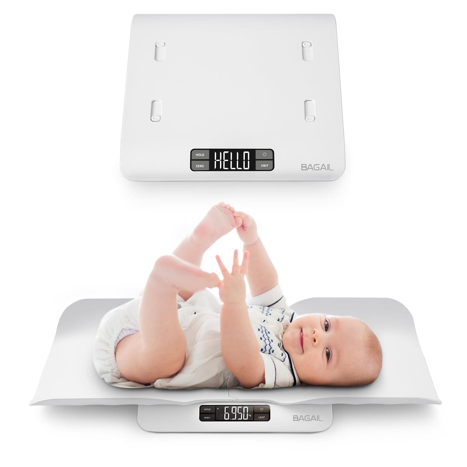 👶 BAGAIL Babywaage mit Sicherer und Bequemer Wiegefläche bis 30Kg 🐾