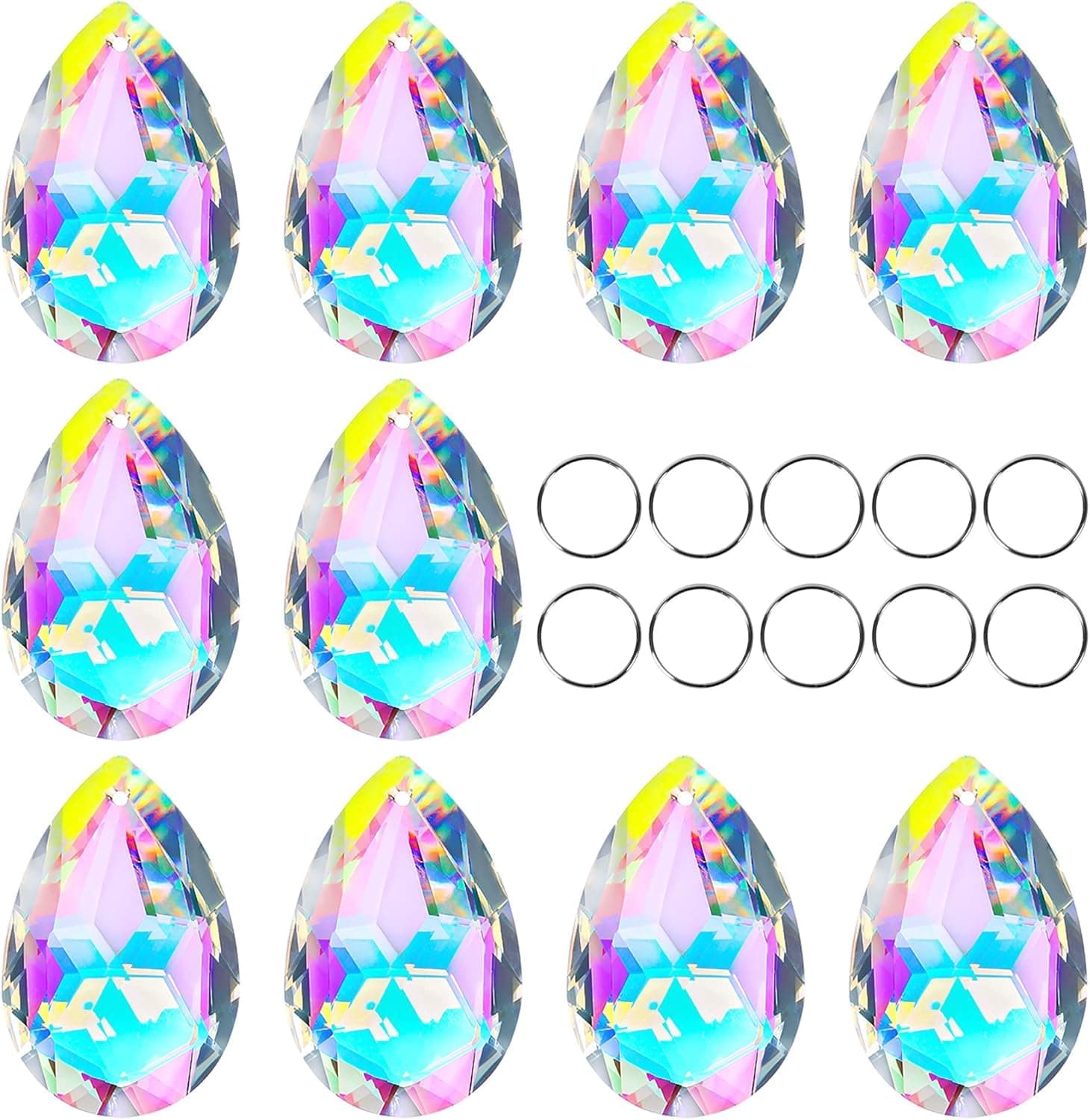 10 Stück 50 mm Kronleuchter Kristall Prismen Anhänger 🌈