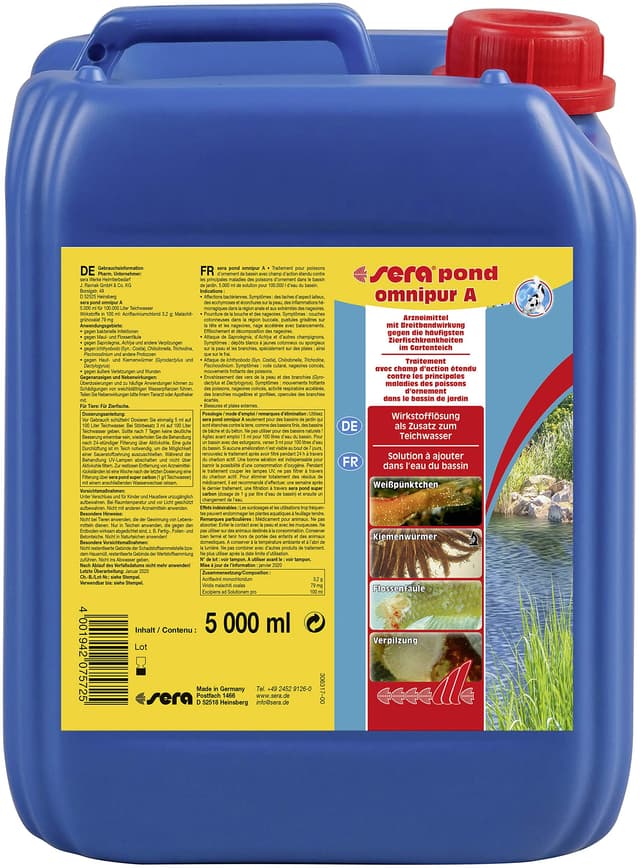 🐟🌿🔬 Sera Pond Omnipur A 5 Liter - Wasseraufbereiter für Teichzierfischkrankheiten