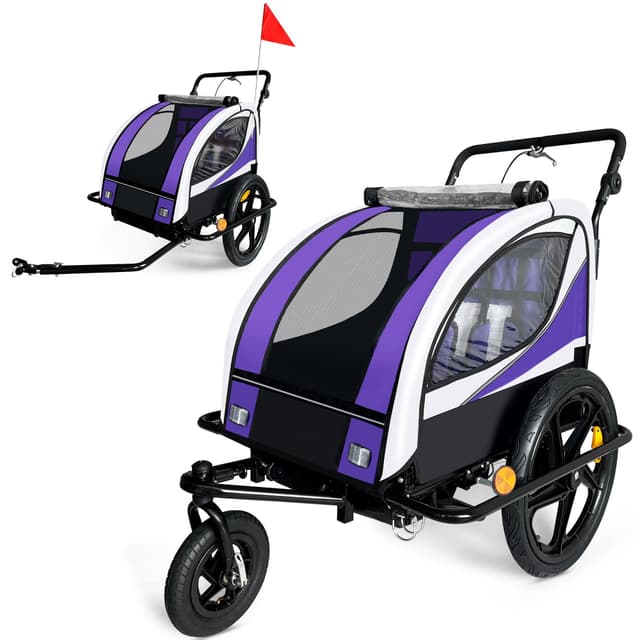 🚲 SAMAX Kinderanhänger Jogger 2in1 360° drehbar in Lila - Black Frame 🌟