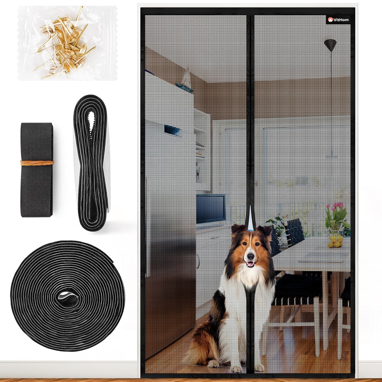 Angebot: LUXUS Fliegengitter Tür Magnet 100*210cm Schwarz 🪲🌞🚪