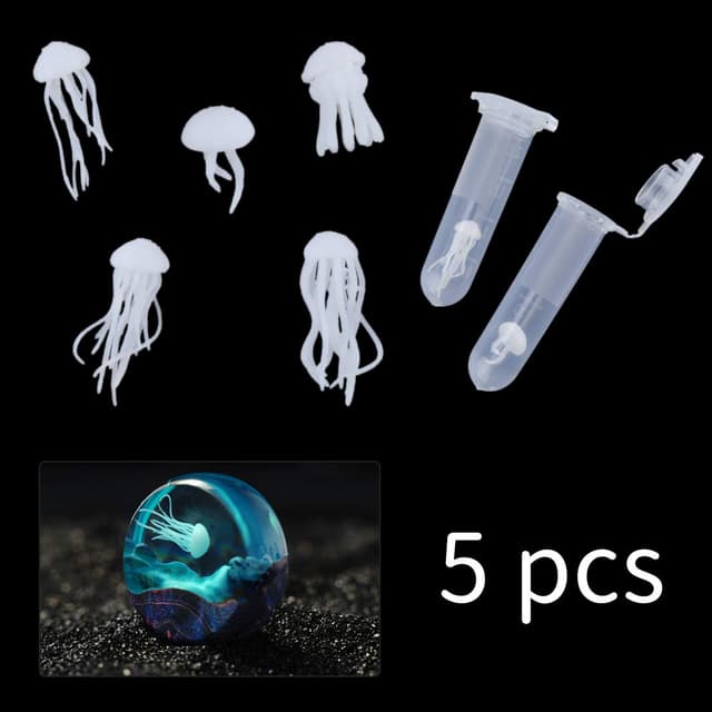 🌊🐙 FineInno 5 Stück 3D Mini Quallen Harz Füller Resin Mold Filler Epoxy Kunstharz
