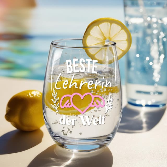 🍷 ANOTION Abitur 2025 Geschenke Lehrerin Geschenk, Weingläser mit Gravur - Beste Lehrerin der Welt