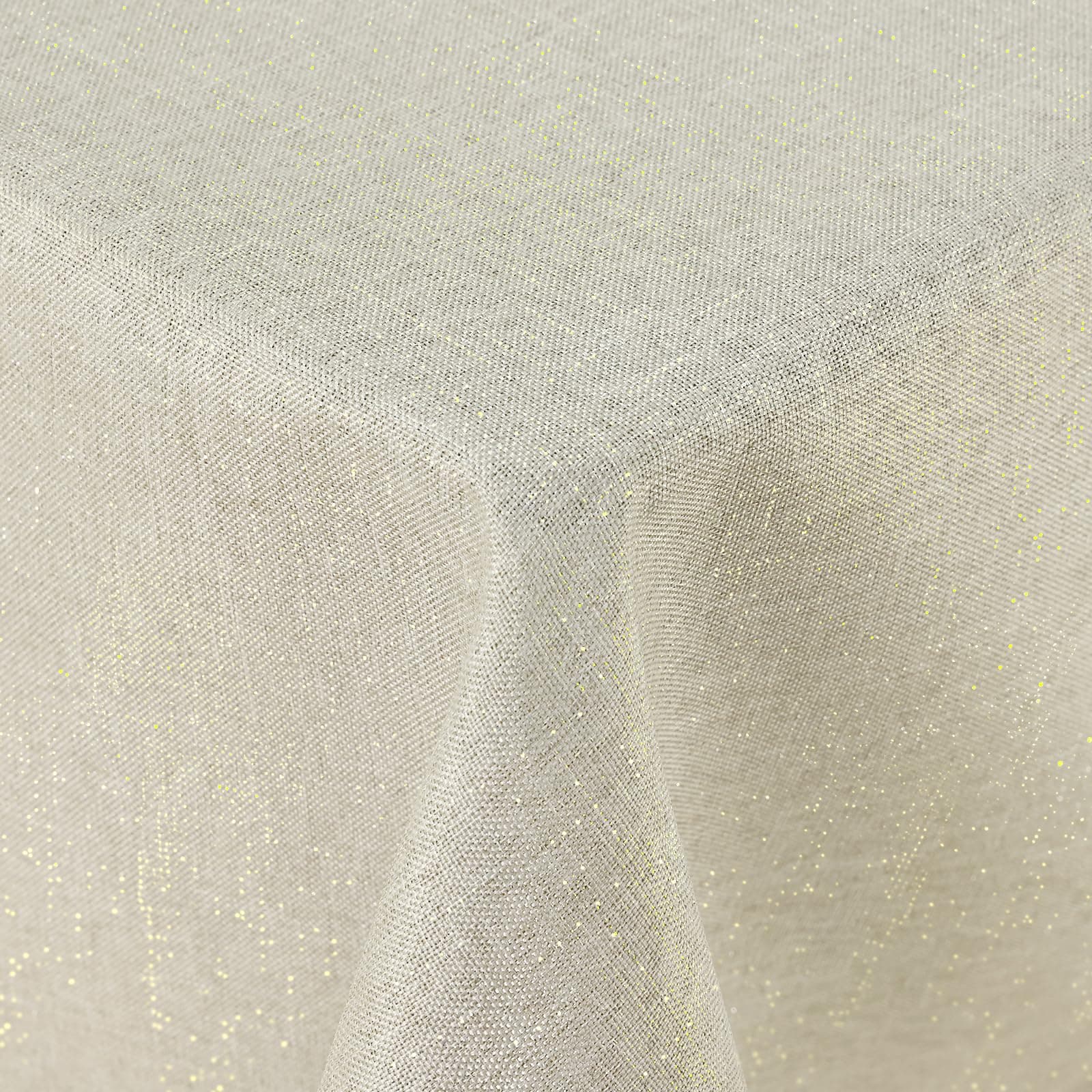 Spotjoy Glitzer Leinenoptik Tischdecke Abwaschbar Quadratisch 140 x 140 cm - Beige