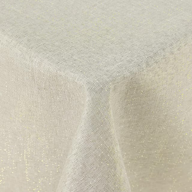 Spotjoy Glitzer Leinenoptik Tischdecke Abwaschbar Quadratisch 140 x 140 cm - Beige