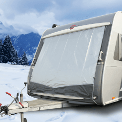 🚐🛡️ GEAR Caravan Bugschutzplane Thermo - Wohnwagen Schutzplane für Front und Heck (Grau, 200 x 160 cm) Angebot bei HelloDeals