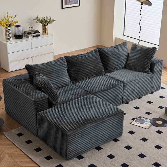 🛋️ Vamcheer Ecksofa mit Schlaffunktion - Big Sofa 3 Sitzer für Wohnzimmer, L Form Couch