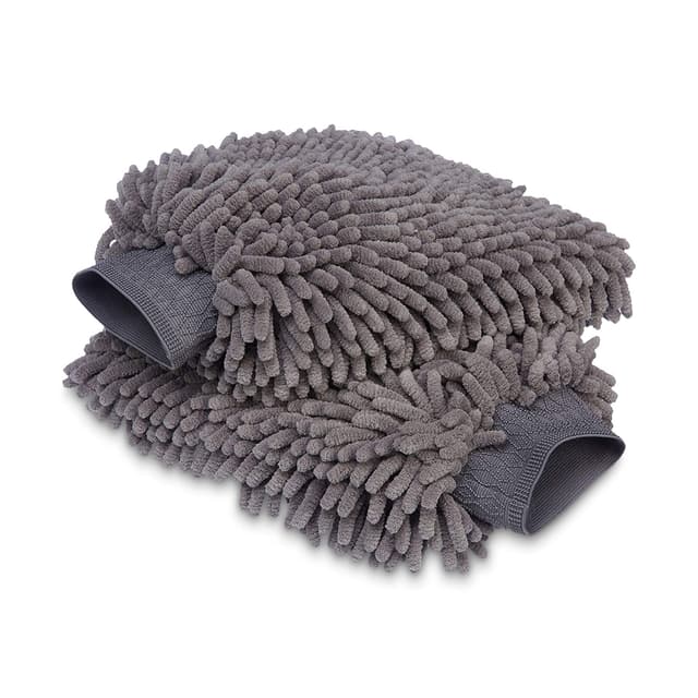 🚗🧤 Amazon Basics Deluxe Auto-Waschhandschuh, Händehandtuch, Mikrofaser, 2 Stück, Dunkelgrau, 30 x 20 cm - Spezialangebot!