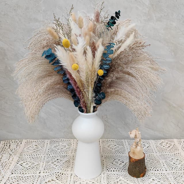 🌾🌸 Pampasgras Trockenblumen Deko Set 115 Stück - Boho Wohnzimmer Dekoration 🌸🌿