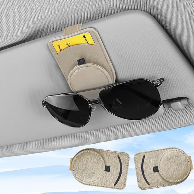 Upbeat Brillenhalter für Auto Sonnenblende - 2er Pack (Beige) 🕶️🚗