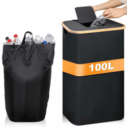 Cozary 100L Pfandflaschen Sammelbehälter 🌟 Groß Flaschensammler mit Deckel 🌟 Wasserdicht Zusammenklappbar