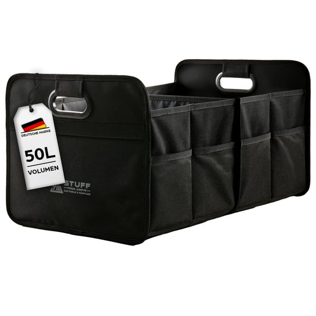 Schwarzer Auto Organizer - Kofferraumtasche mit Antirutsch - Große Autotasche 🚗