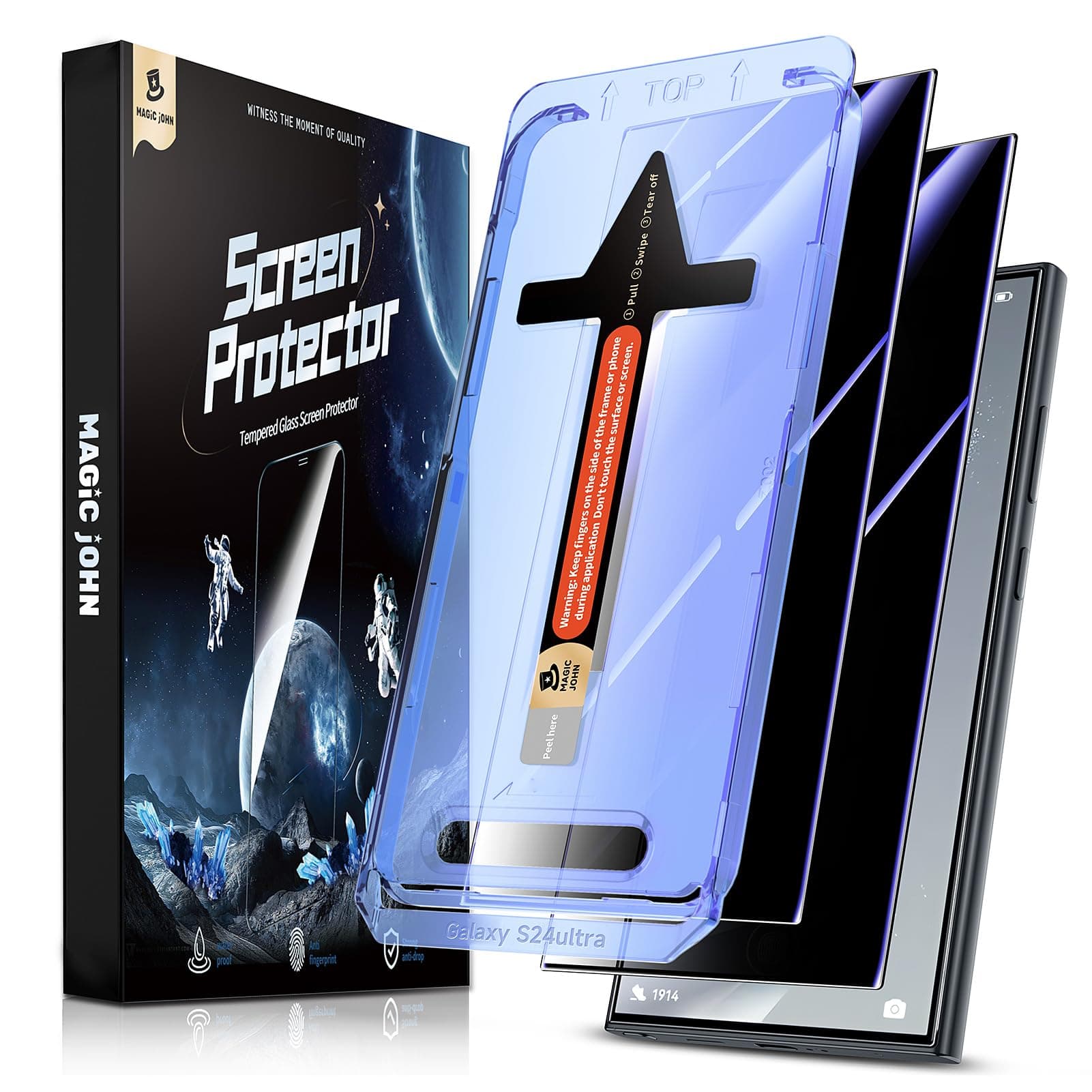 🔮📱 MAGIC JOHN 2 Stück für Samsung Galaxy S24 Ultra (6,8 Zoll) Sichtschutz Glas 🛡️