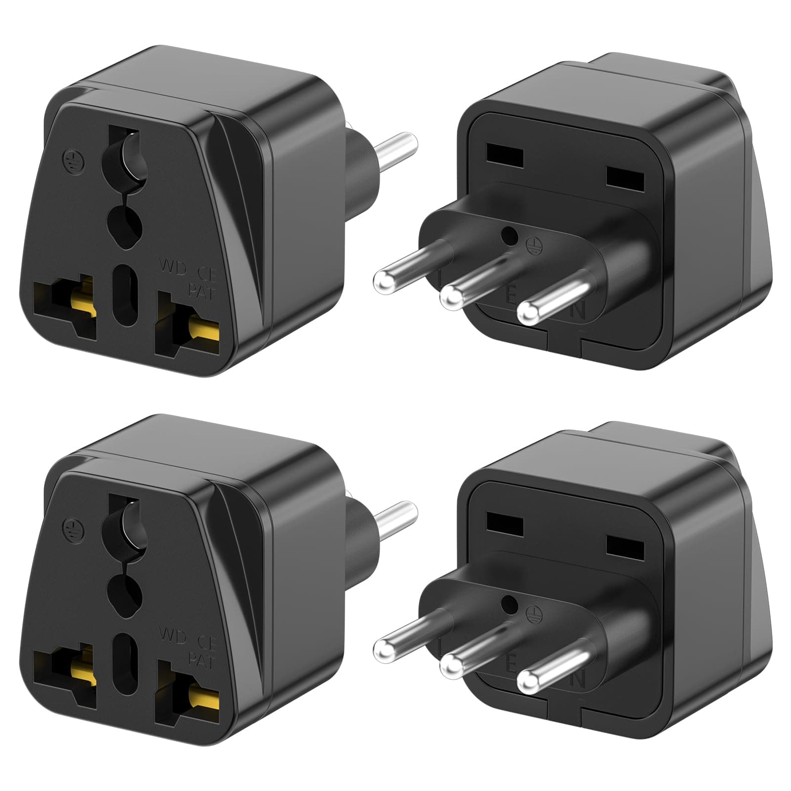 🌍🔌 Reiseadapter, 4er Pack Universal-Reisestecker auf IT Reisestecker Adapter
