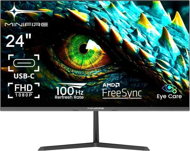 Minifire 24 Zoll Monitor 100Hz Full HD 1980x1080p 5ms Adaptive-Sync sRGB110% Eye-Care VESA PC Bildschirm