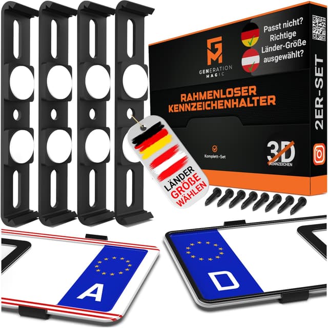 GENMAG® Rahmenlose Kennzeichenhalterung für Autos ⛔️ Deutschland & Österreich ⛔️