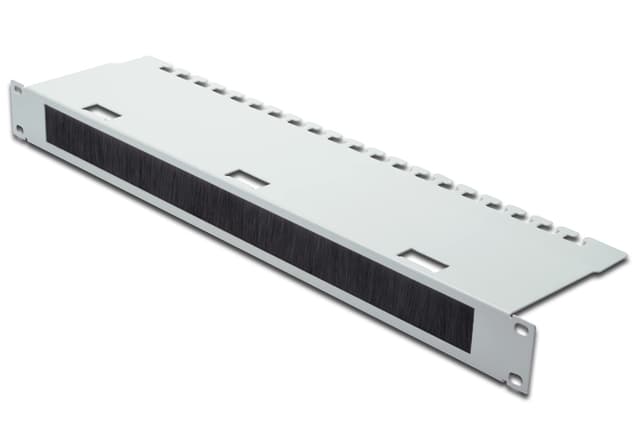 DIGITUS Kabel-Durchführung mit Bürstenleiste & Kabel-Abfang - 1HE - 19-Zoll - Grau
