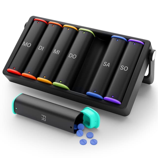 🌞 Tablettenbox 7 Tage Morgens Abends - KOVIUU Woche Pillendose 2 Fächer 🌙