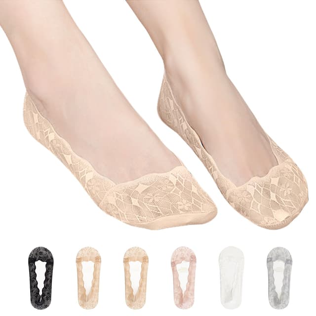 Spitzen Socken Damen-6 Paar Damen Ballerina Füßlinge Unsichtbare Baumwolle Sneakers 35-40 35-39 polychrome