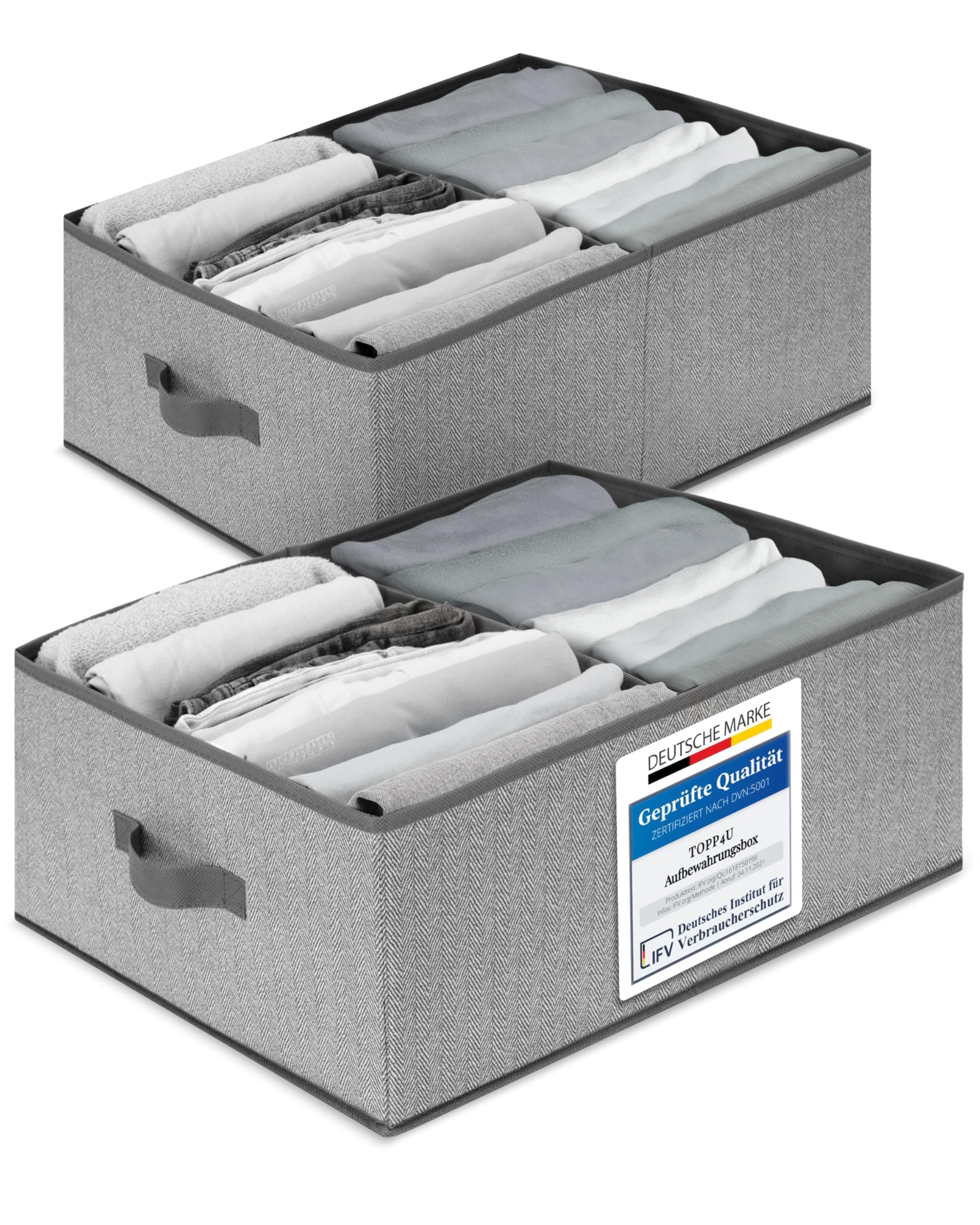 🌟 TOP-Angebot! Große Aufbewahrungsboxen 50x40x20 cm, 2er Set, Grau-Beige - 2x