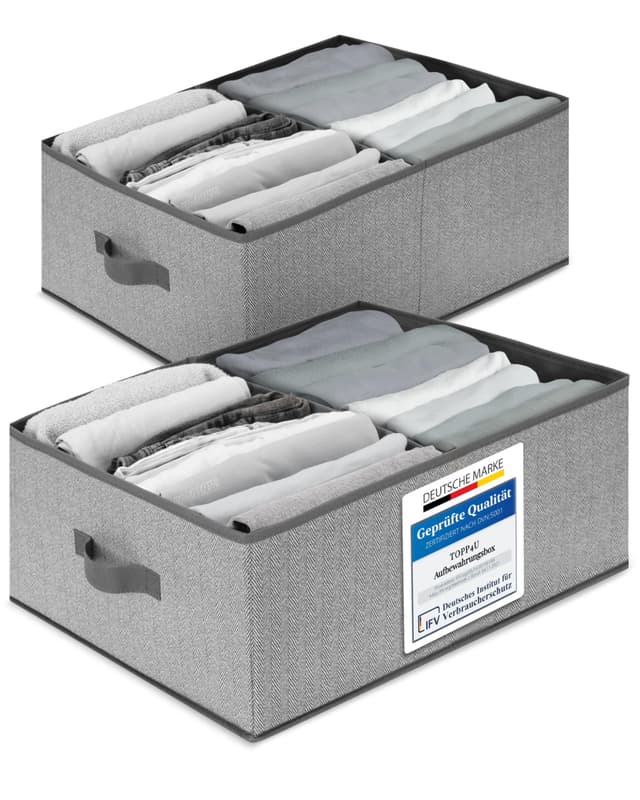 🌟 TOP-Angebot! Große Aufbewahrungsboxen 50x40x20 cm, 2er Set, Grau-Beige - 2x