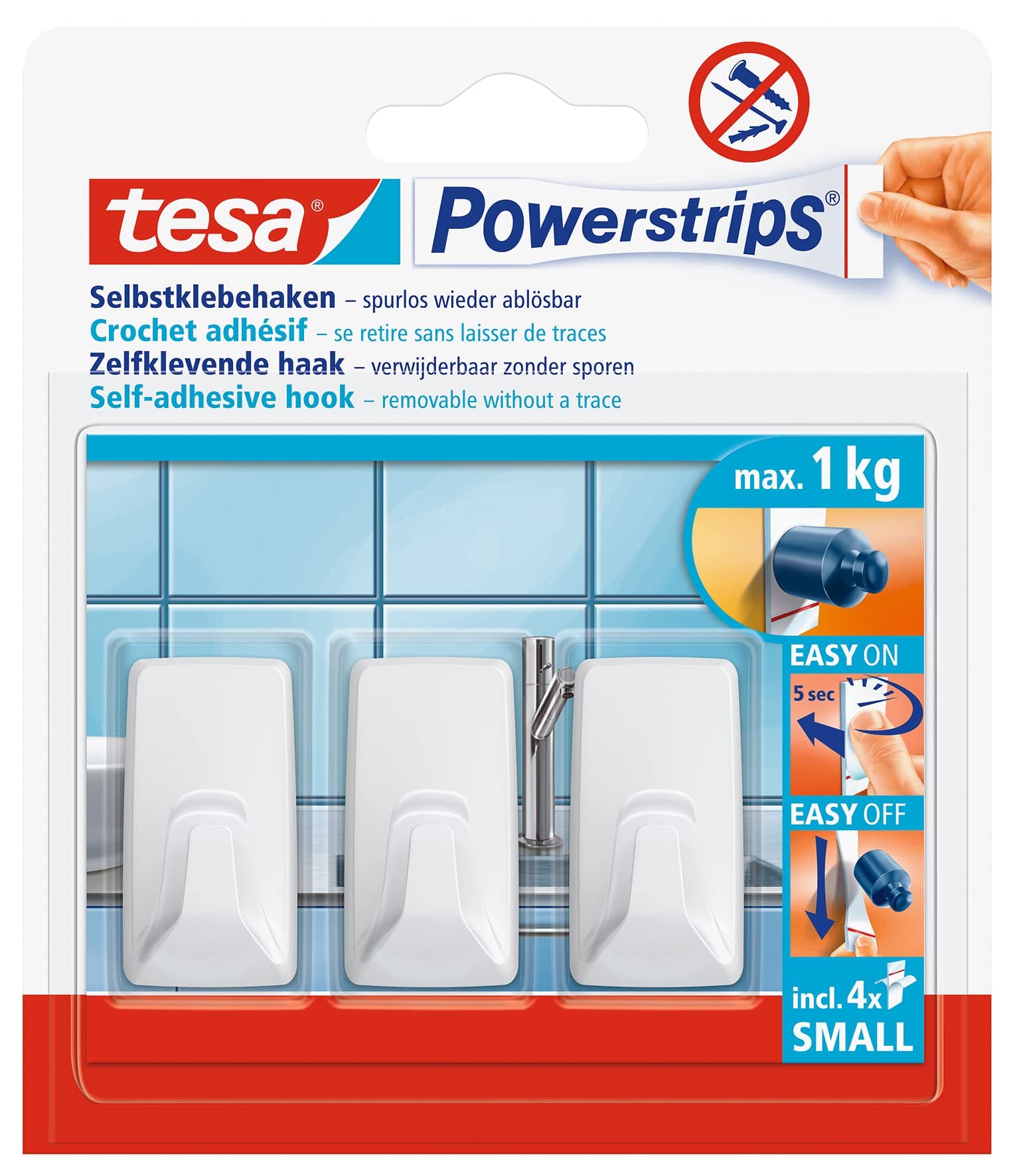 🔥 Angebot: tesa Powerstrips Haken Small ECKIG - Selbstklebender Wandhaken