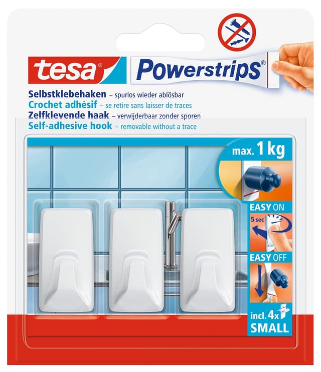 🔥 Angebot: tesa Powerstrips Haken Small ECKIG - Selbstklebender Wandhaken